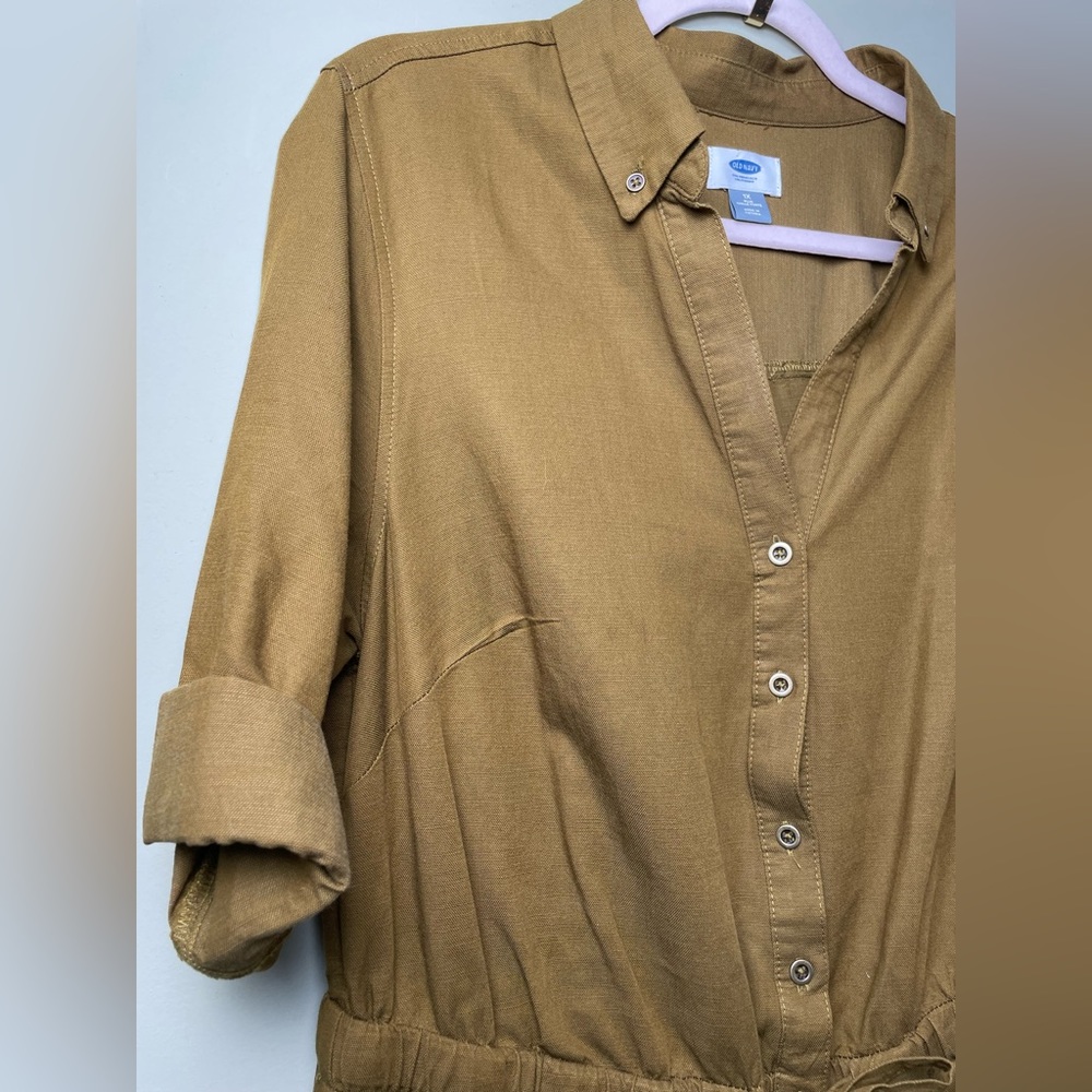 Like New Old Navy Cotton Rompe Adjustable Waist 6” Inseam Brown/Green Plus 1X - Picture 4 of 13